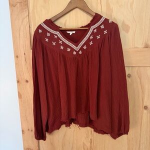 Three Bird Nest Desert Bloom Embroidered Top